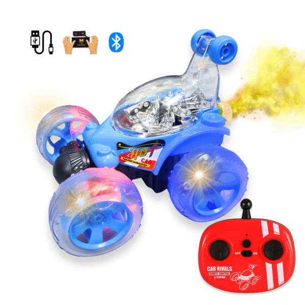 ToyBoi RC Stunt Car – 360° Rotating with Lights, Bluetooth App & Smoke