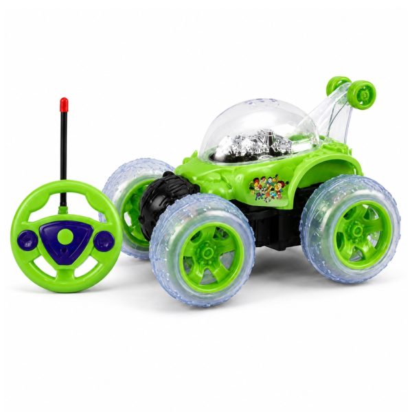 ToyBoi 360° Remote Control Stunt Car with Steering Wheel Remote  – Flip & Spin, Rechargeable RC Car with LED Lights & Music for Kids