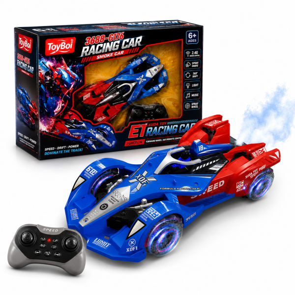 ToyBoi RC Racing Car with 360° Drift, Spray, Light & Music for Kids